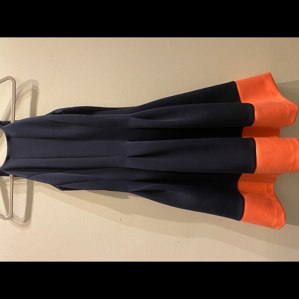 Vince Camuto color block A-line dress in Navy and Coral. Size 6.